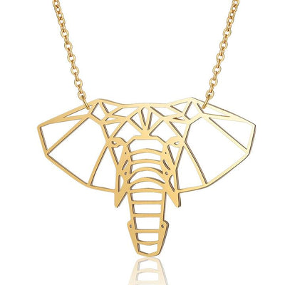 Collier elephant origami couleur or