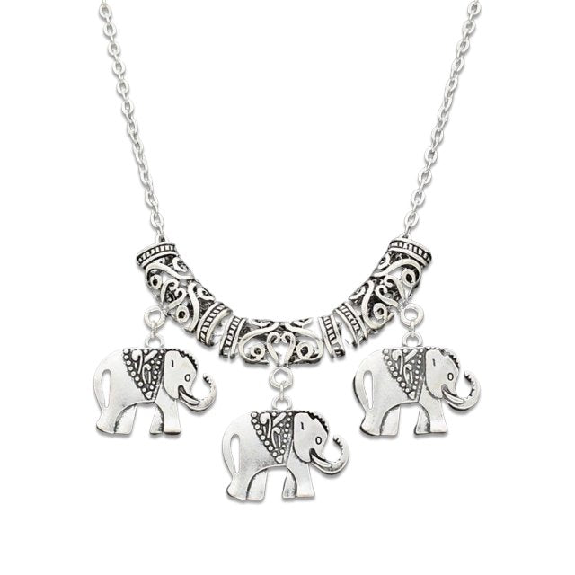 Collier elephant sautoir en metal