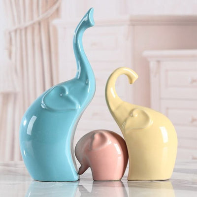 Elephant decoratif en ceramique, variante couleurs pastel