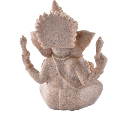 Statue Dieu Ganesh en gres, vue de 3/4 de dos, style éléphanteau