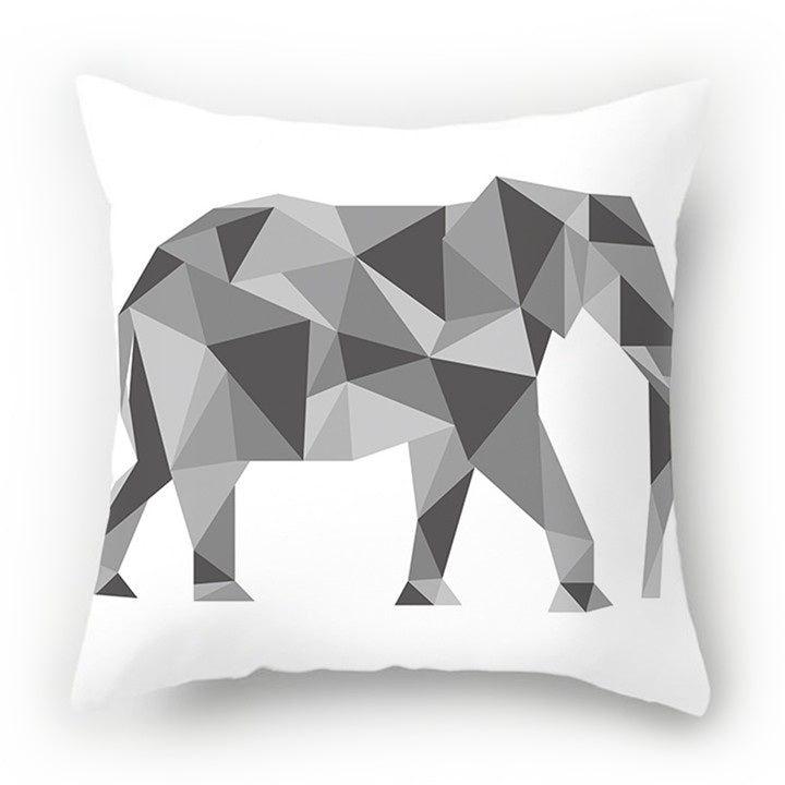 Housse de coussin éléphant formes géométriques triangulaires