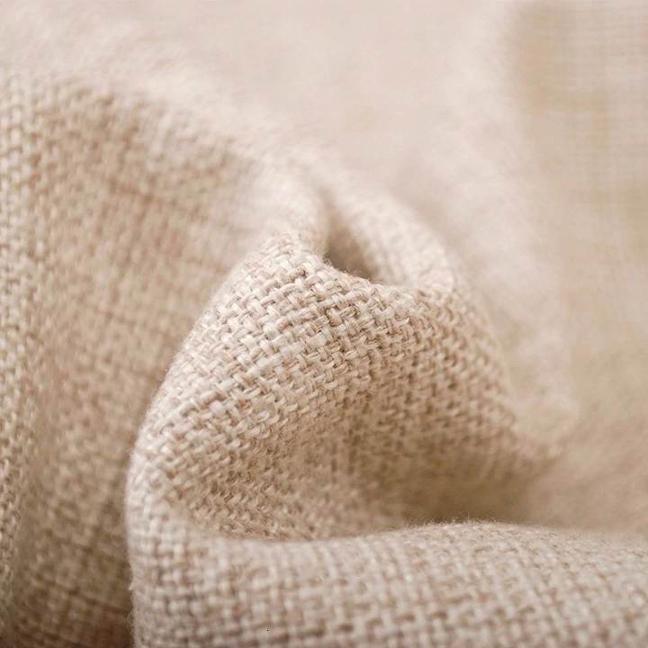 Detail du tissu en lin de la housse de coussin elephant vintage