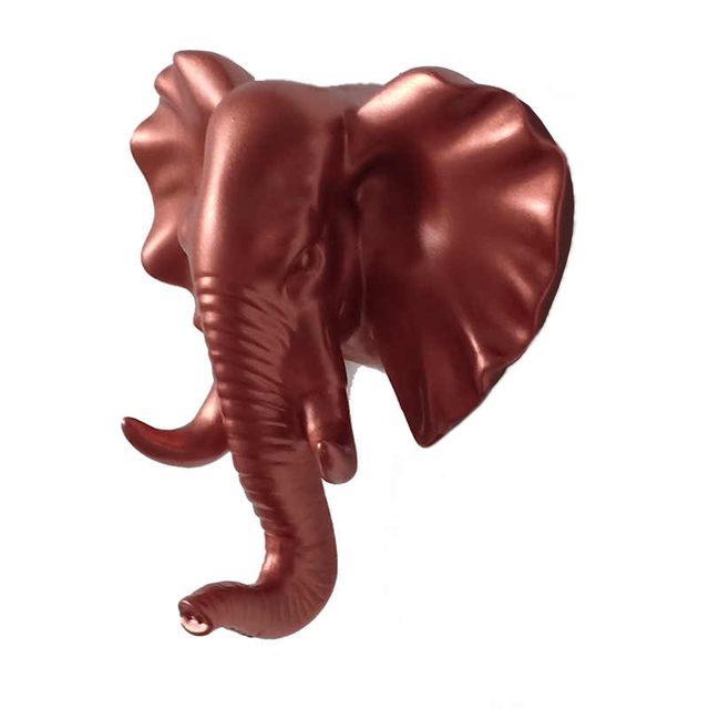 Patère tête éléphant teintée de cuivre mat