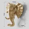 Dimensions de la patère tête d'éléphant teinte or mat