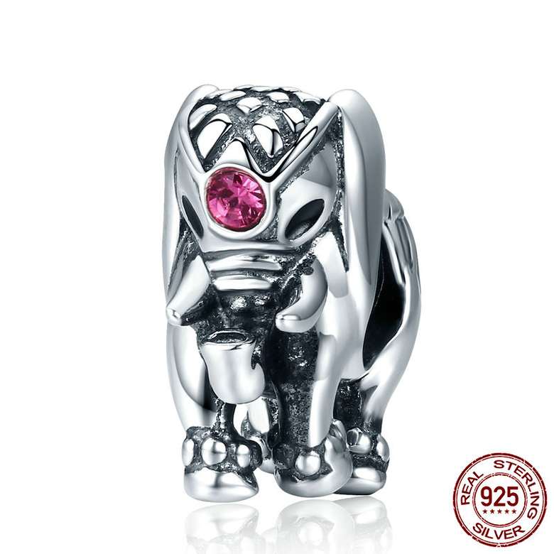 Vue principale du pendentif éléphant d'Asie en argent de qualité 92.5%