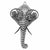 Vue principale du pendentif tête d'éléphant en argent vieilli
