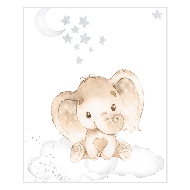 Peinture murale éléphant kawaii pour la chambre de bébé