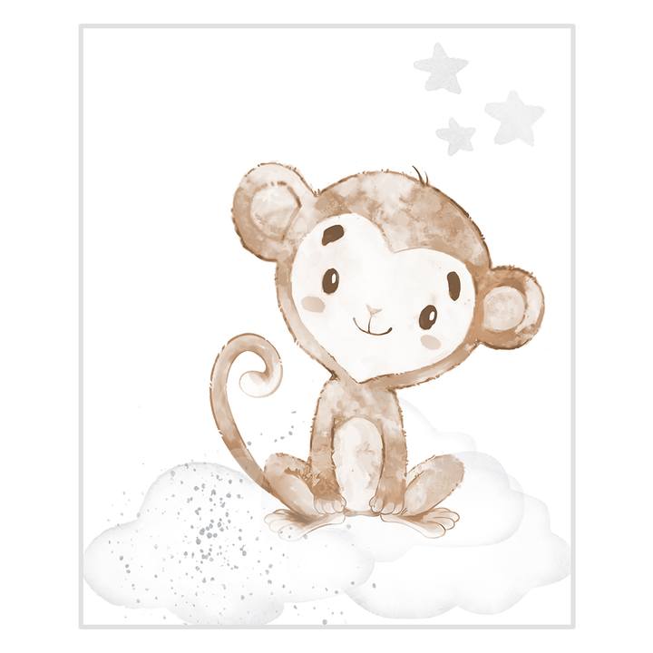 Toile murale de singe kawaii pour une chambre de bébé mignonne et originale