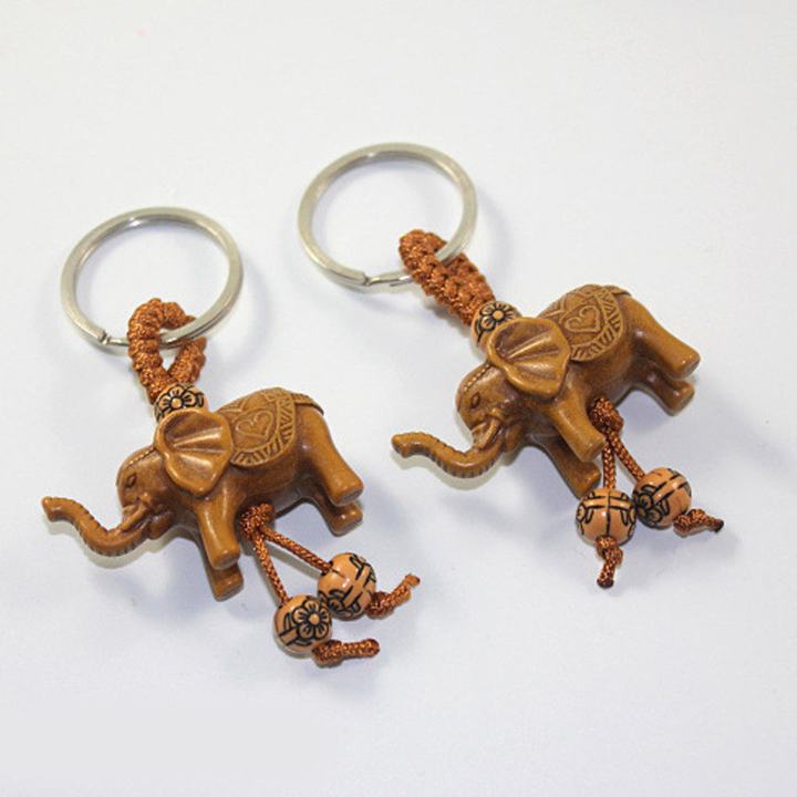 Porte-clef elephant bois vendu par 2