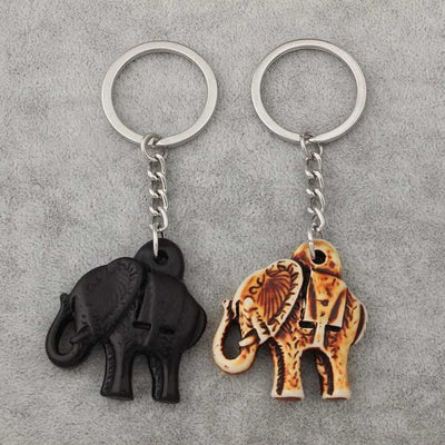 Porte-clef elephant tribal sur fond colore
