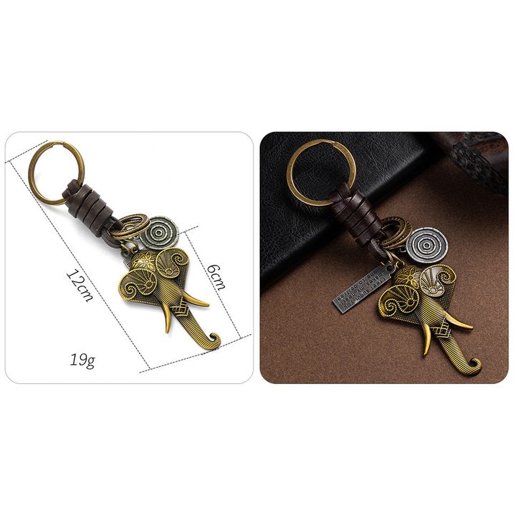 Dimensions du porte-clef tete elephant (couleur laiton)