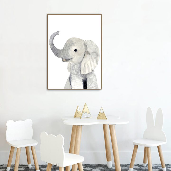 Poster elephant bebe dans une chambre d'enfant