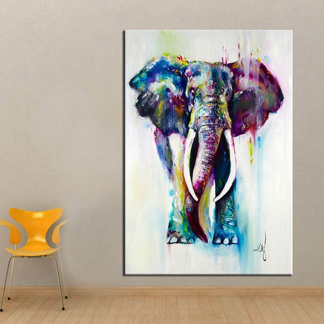 Peinture elephant de face colore
