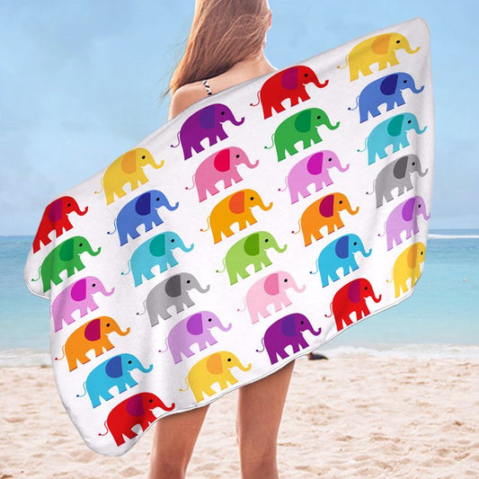 Serviette elephants de couleurs multiples