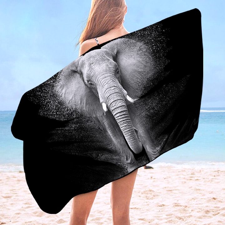 Serviette elephant noir et blanc