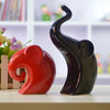 Statue elephants ceramique vintage variante rouge et noire