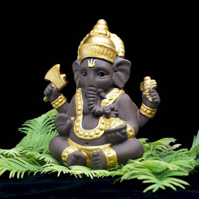 Statue éléphant Inde Dieu Ganapati en terre cuite