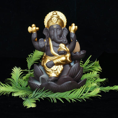 Statue Ganesh en céramique - Brûle-encens