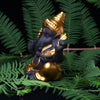 Statue Dieu Hindou Ganesh, vue de profil, en coloris doré