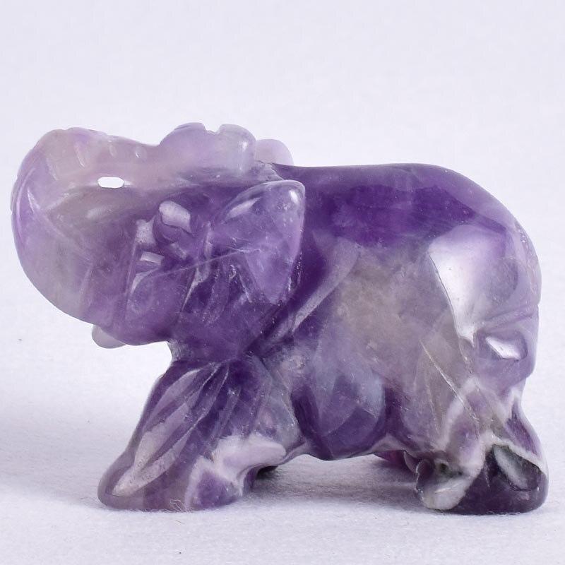 Statuette éléphant sculptée en améthyste (groupe des quartz)