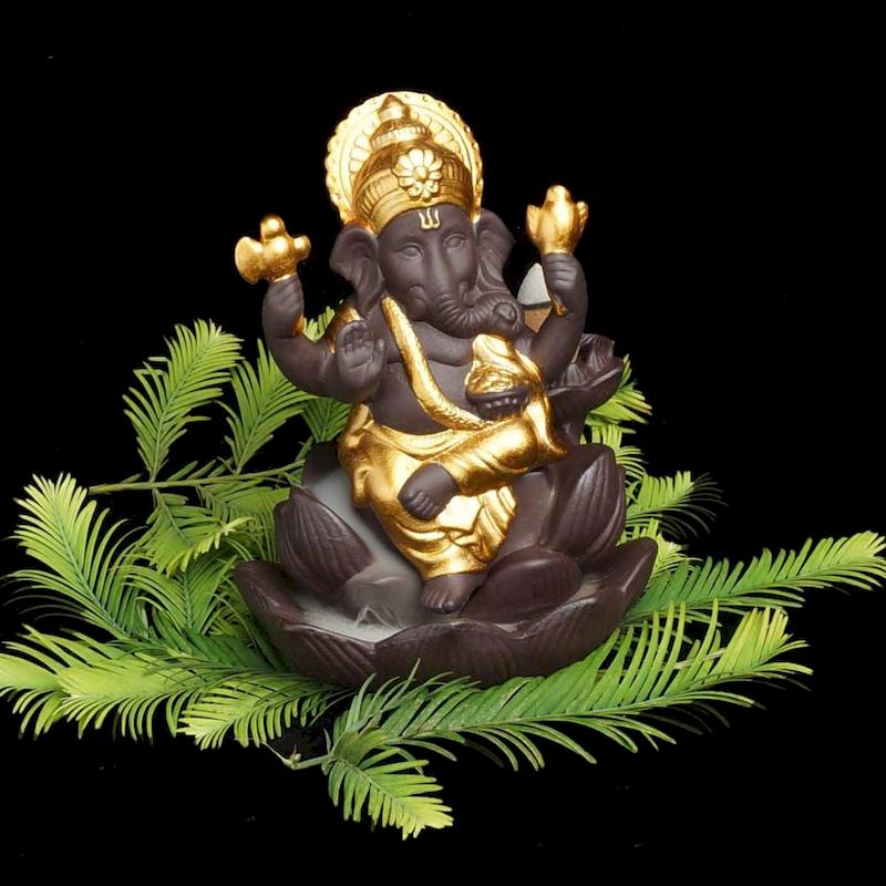 Statuette Ganapati brûle encens, vue de trois-quart