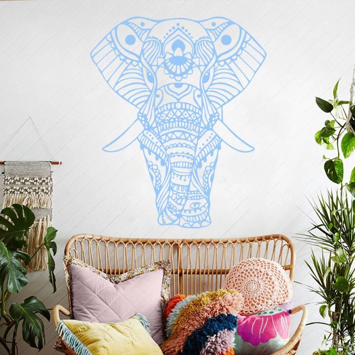 Sticker elephant mandala bleu ciel