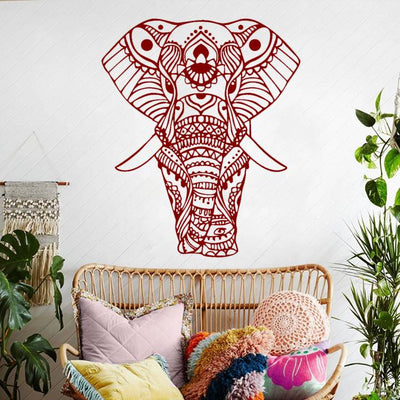 Sticker elephant mandala bordeaux