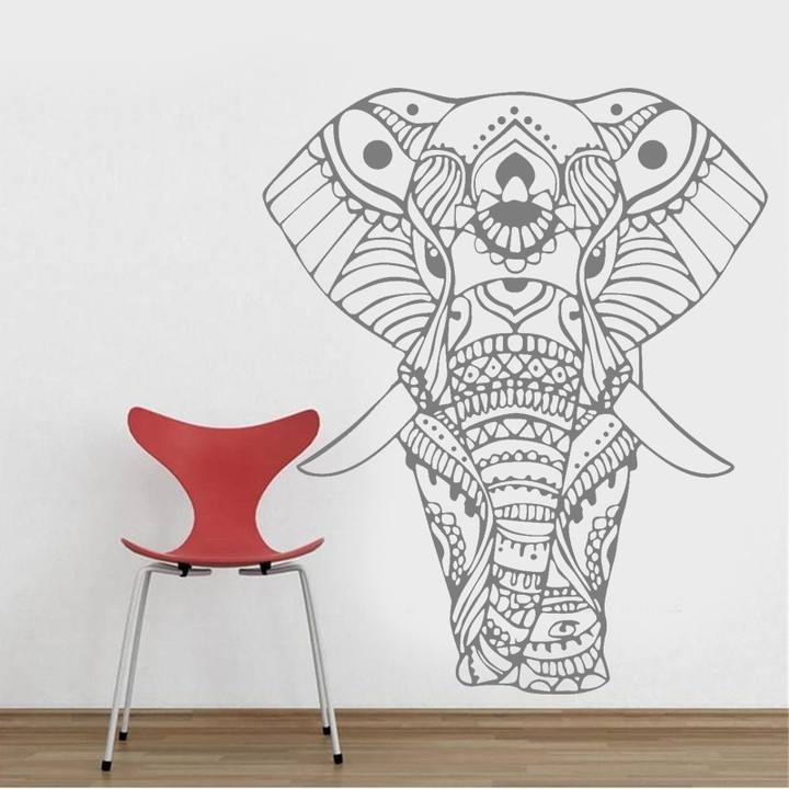 Sticker elephant mandala gris