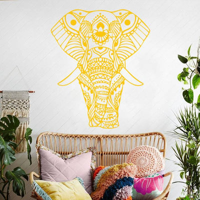Sticker elephant mandala jaune
