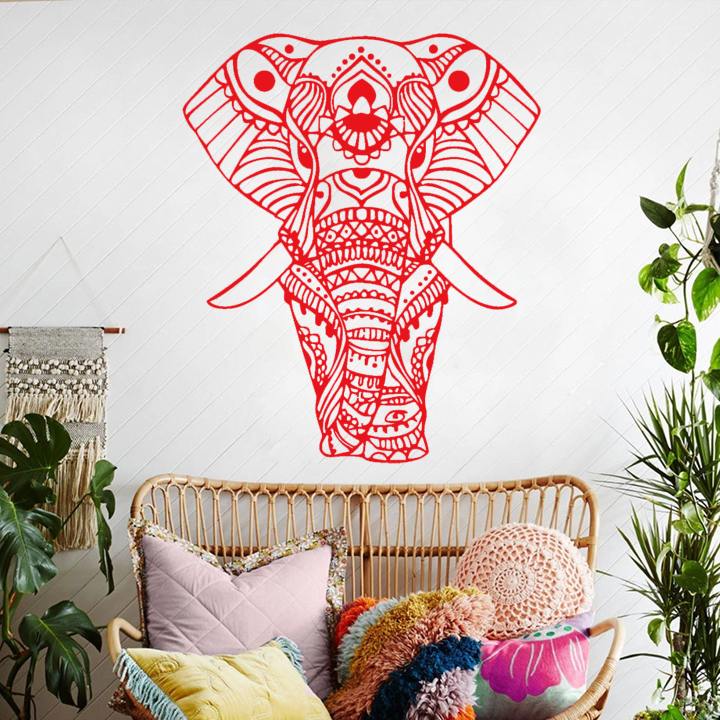 Sticker elephant mandala rouge