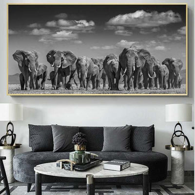 Tableau elephant d'Afrique au-dessus d'un canape