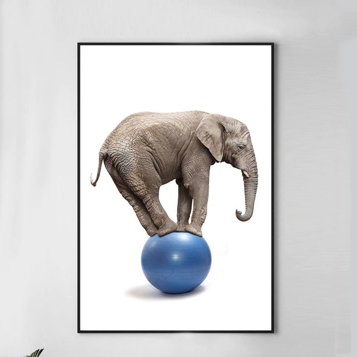 Toile elephant ballon qui roule