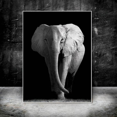 Tableau elephant de la savane d'Afrique monochromatique