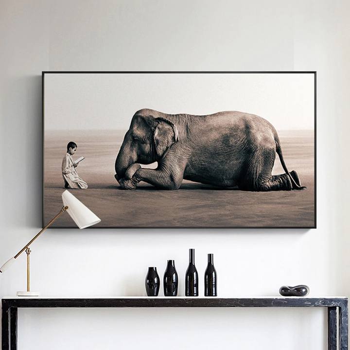 Toile elephant sepia